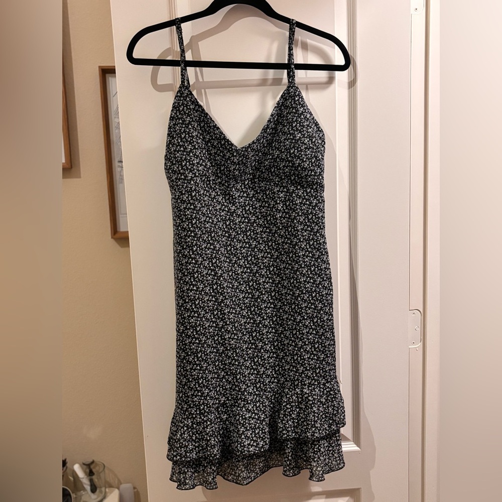 Hollister Black Dress with White Floral Design